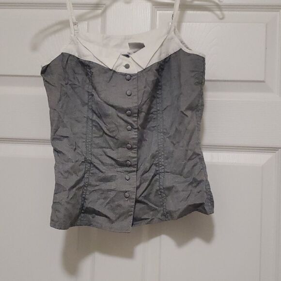 Tom K Nguyen black white button tank - Picture 1 of 6